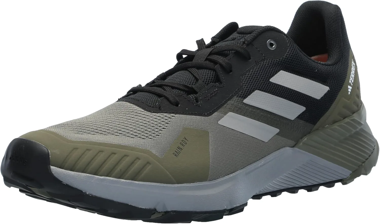Мужские кроссовки Adidas Terrex Soulstride Rain.rdy для трейл-раннинга, оливковый/серый/черный — фото 3