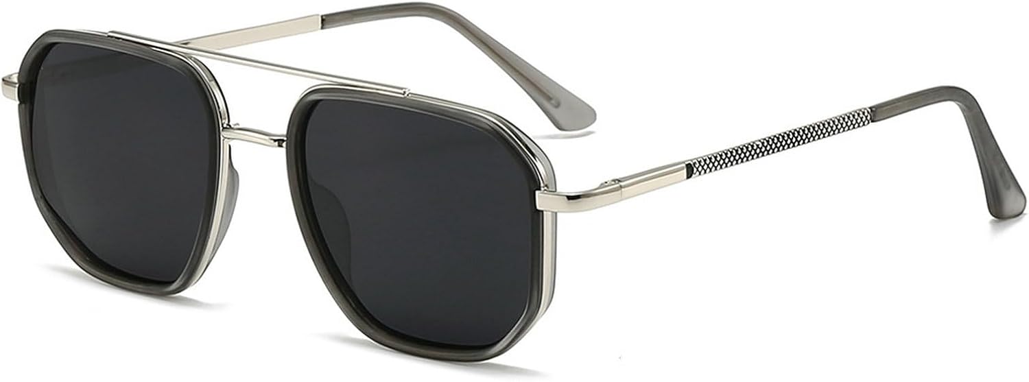 

Поляризованные солнцезащитные очки-пилот для женщин, ретро-очки в квадратной оправе для мужчин, очки для вождения, путешествий и активного отдыха с защитой от УФ-излучения mincl, Clear Gray Black