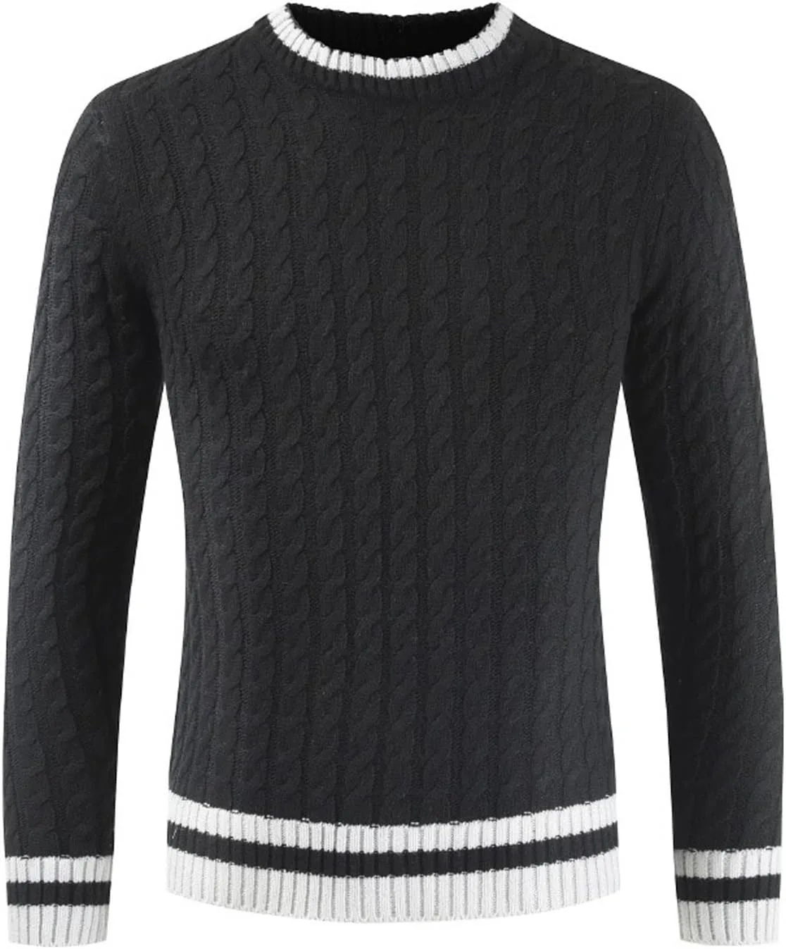 

Мужской свитер Slim Fit с косой вязкой и контрастными цветами RTHLEQIEE