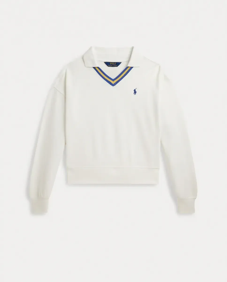 Детская хлопковая толстовка с деталями на воротнике Polo Ralph Lauren, белый — фото 4
