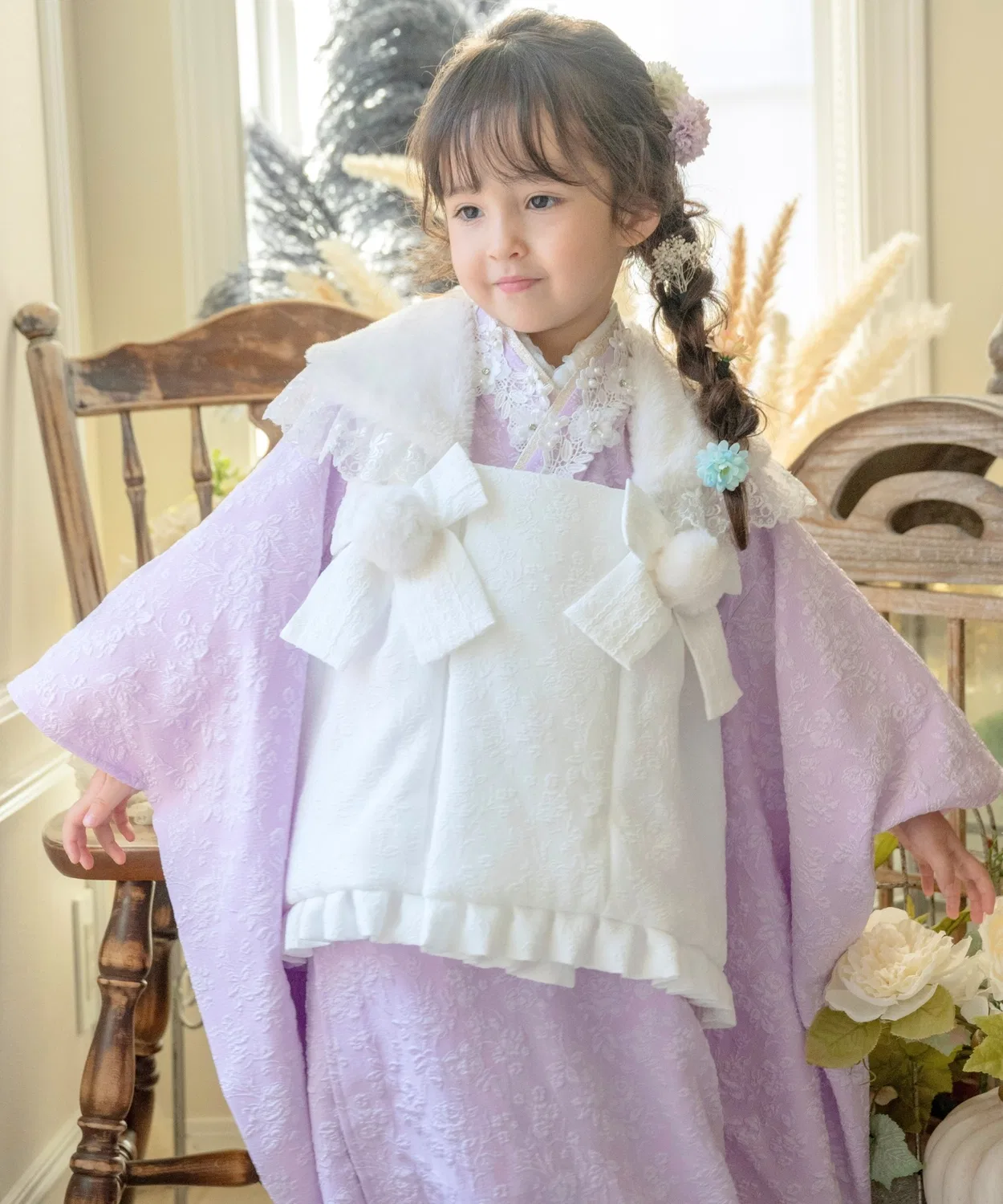 Кимоно-платье для девочек Princess Hifu Set, сирень