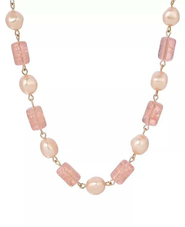 

Ожерелье из потрескавшегося стекла с искусственным жемчугом 2028, peach