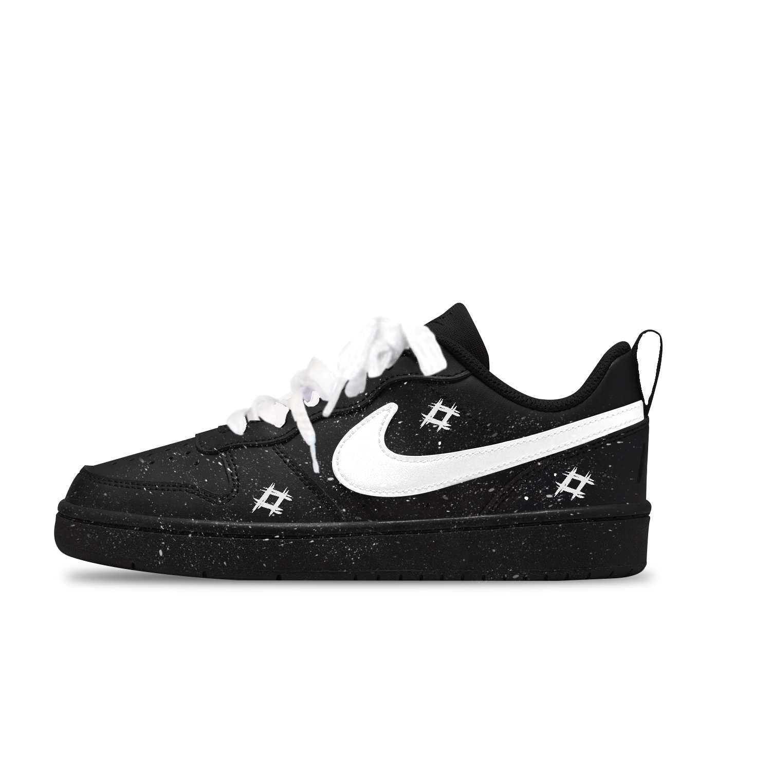 

Court Borough устойчивые к истиранию дышащие нескользящие низкие детские скейтбординг кроссовки unisex Nike, черный