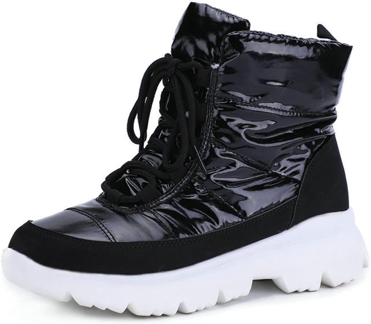 

Зимние ботинки DHAEY для женщин и мужчин, водоотталкивающие, с меховой подкладкой, шнуровкой, модные унисекс, теплые и комфортные для улицы, ботильоны (Цвет: серебристый, Размер: 5.5 женский/4 мужской)