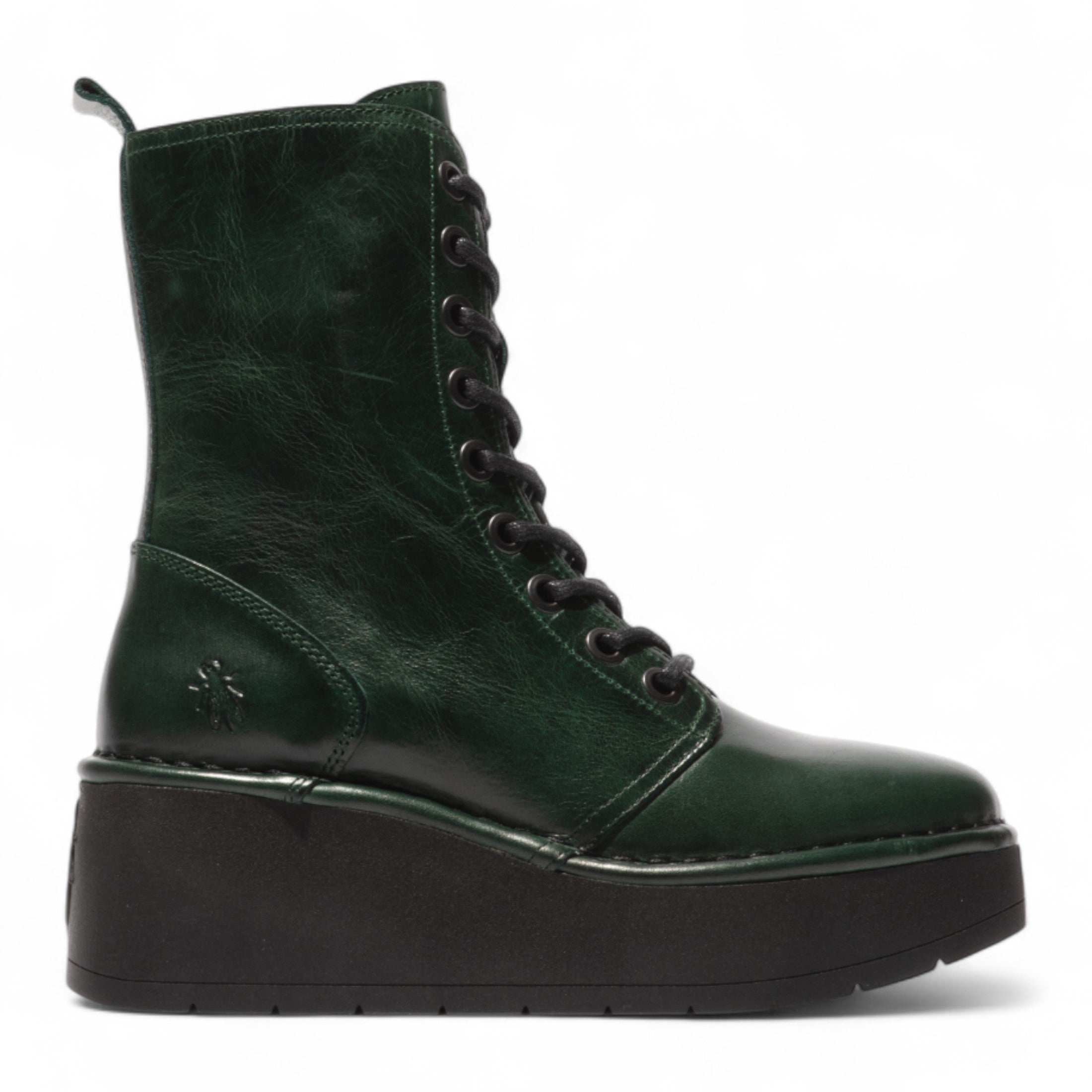 Женские ботинки Fly London HAIT273 на шнуровке с массивной платформой, цвет Petrol Green