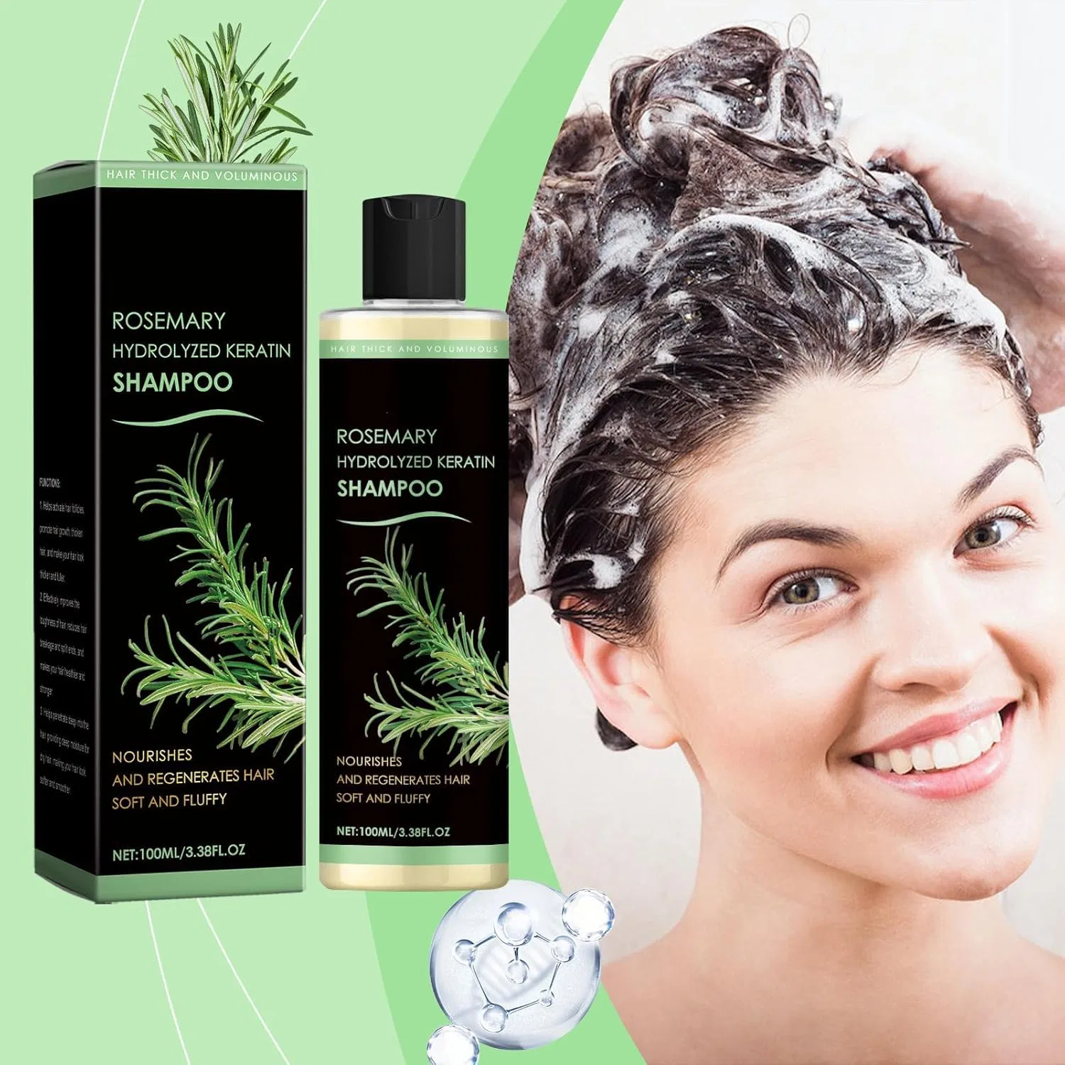Шампунь с розмарином и гидролизованным кератином, . Vokkrv, 3Pc — фото 2