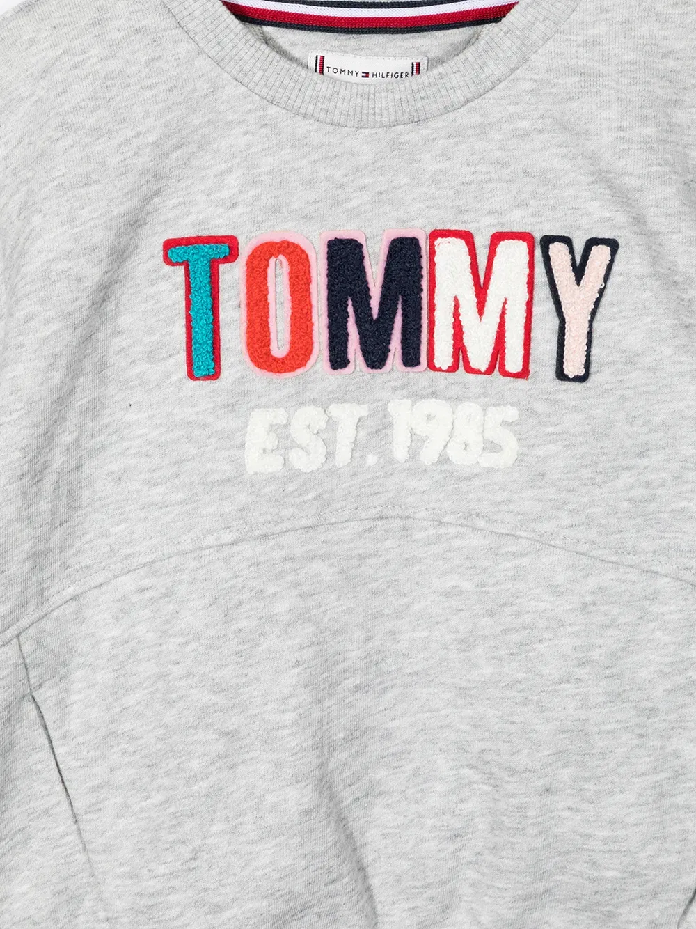 Толстовка с вышитым бархатным логотипом Tommy Hilfiger Junior, серый — фото 3