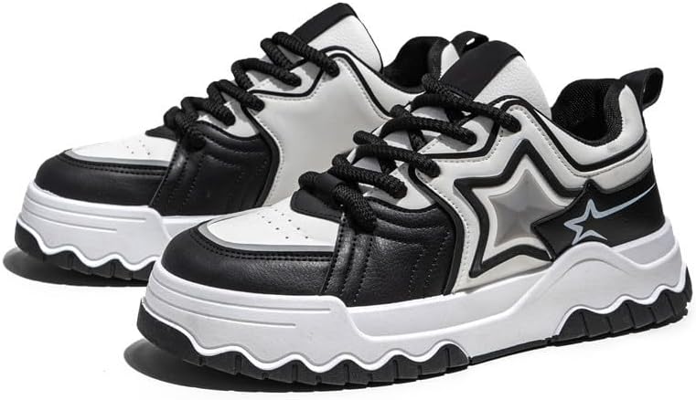 

Мужские массивные кроссовки, модные туфли-звезды, туфли на платформе, удобные бело-черные лоферы Hhhchpm