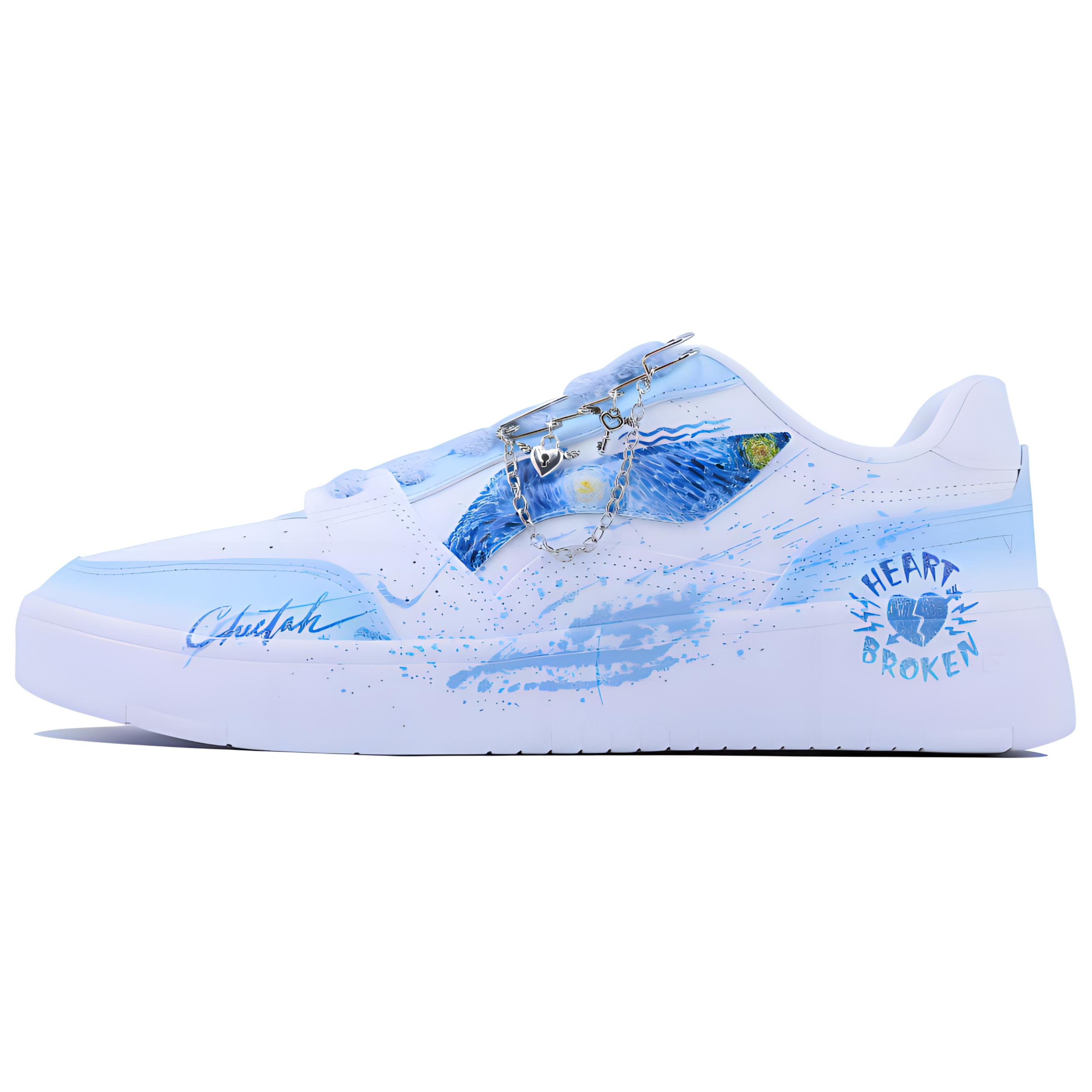 

LINING Кроссовки для скейтбординга Yuanbao Dreamy Star SDS с противоскользящей амортизацией, износостойкие, низкие, мужские, цвет белый, синий