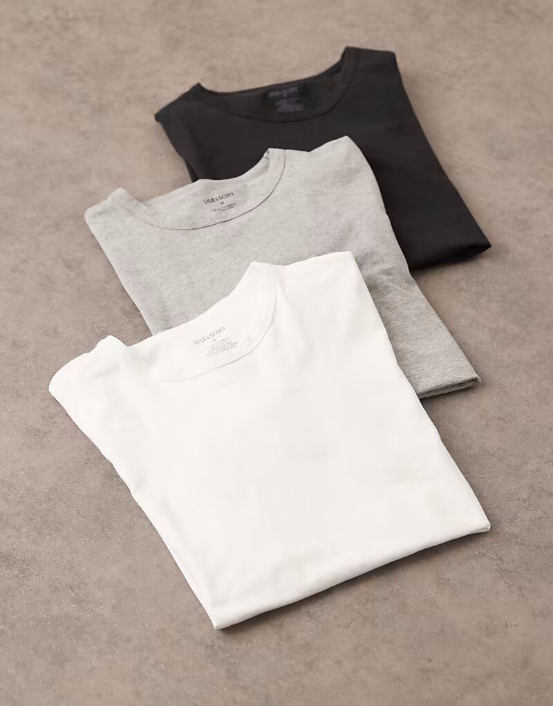 

Комплект из 3 футболок Lyle & Scott Basic черного, серого и белого цветов