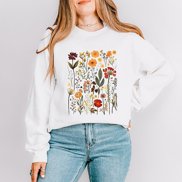 

Винтажный свитшот с прессованными цветами Simply Sage Market, White