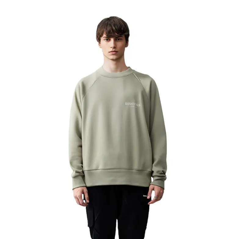 Толстовка мужская пыльно-зеленая Fear Of God Essentials, зеленый — фото 3