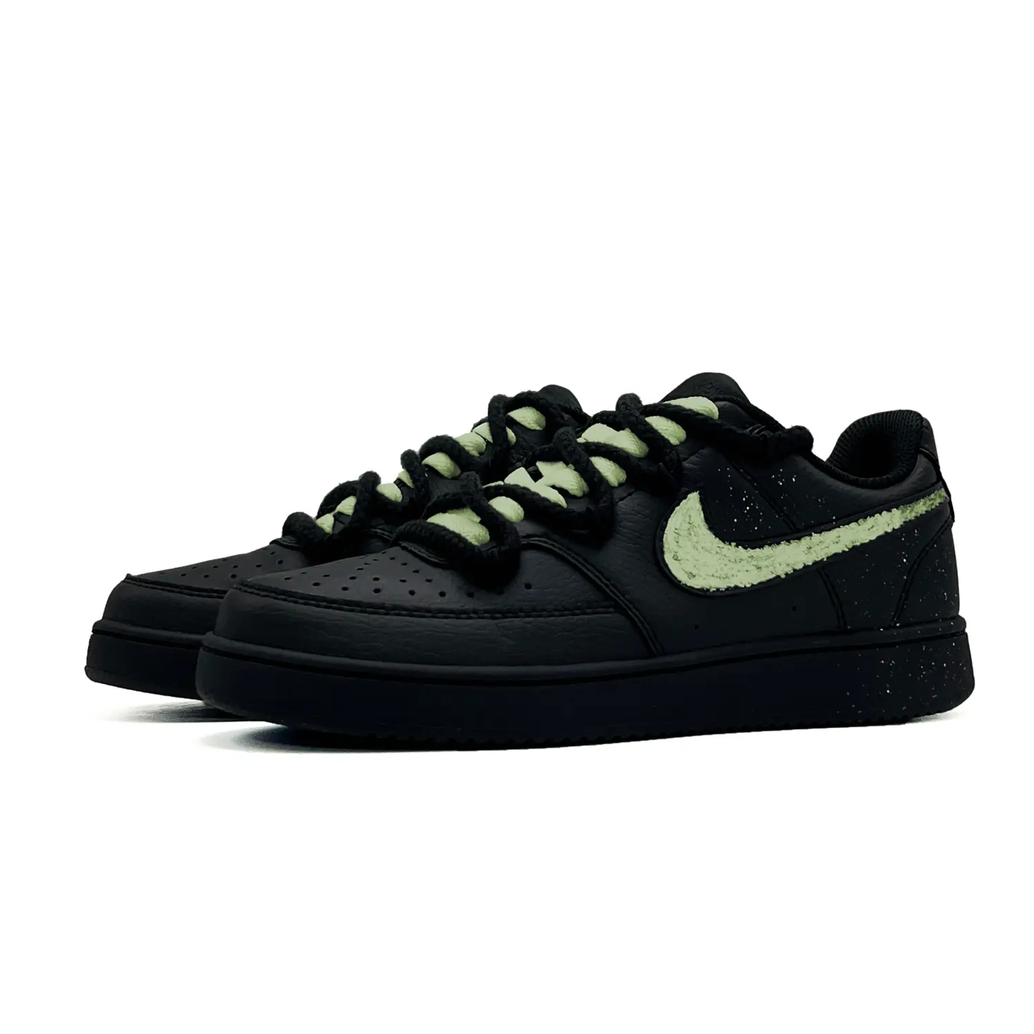 Court Vision Low Ink Shadow Cyan Glint PU Synthetic Leather Cushioning, Wear Resistant Low top Skateboard Shoes Nike, черный — фото 4