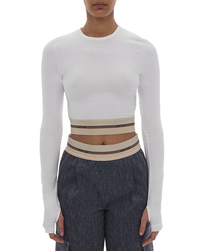 

Футболка Helmut Lang с длинными рукавами и лентой Loga, белый