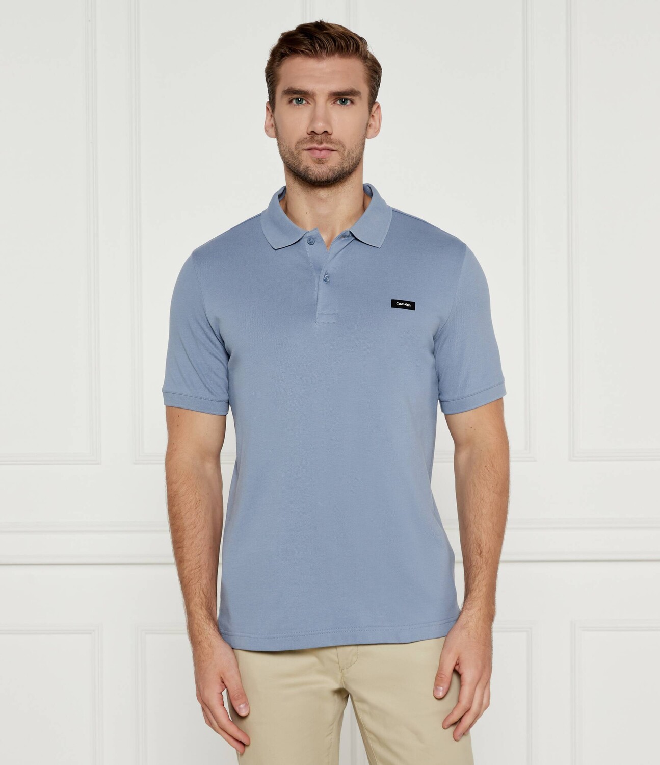 

Поло Calvin Klein Slim Fit stretch pique, небесно-голубой