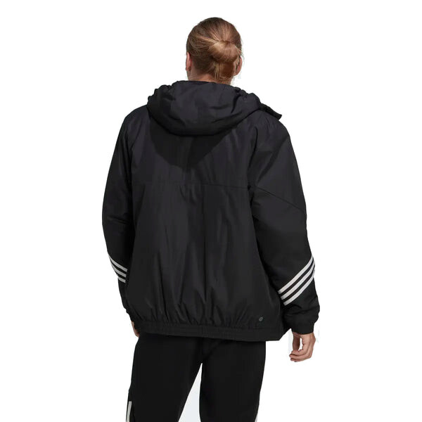 Куртка обратно к спортивной куртке с капюшоном Adidas, черный — фото 3