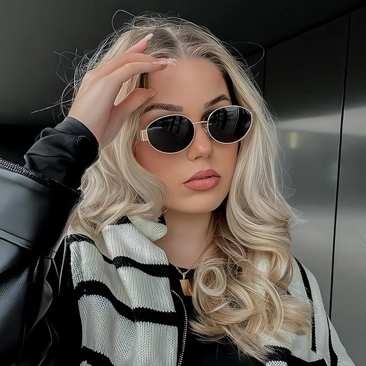 

Модные ретро-солнцезащитные очки овальной формы для женщин и мужчин - дизайнерские солнцезащитные очки - прямоугольная металлическая оправа Mingkeda, Silver/Grey