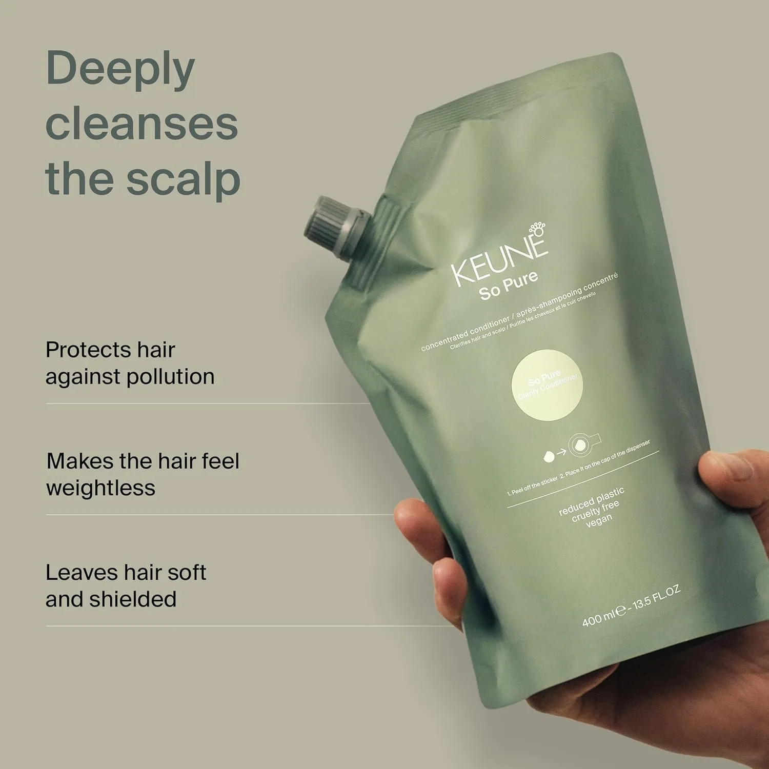 Сменный блок кондиционера KEUNE So Pure Clarify, формула против загрязнения и для здоровья волос, 13, 5 жидких унций — фото 3