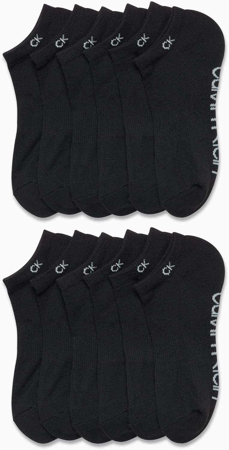 Женские носки Calvin Klein, непромокаемые, 12 пар, с мягкой подошвой, с низким вырезом, для женщин, дышащие, спортивные (4-10), All Black — фото 2