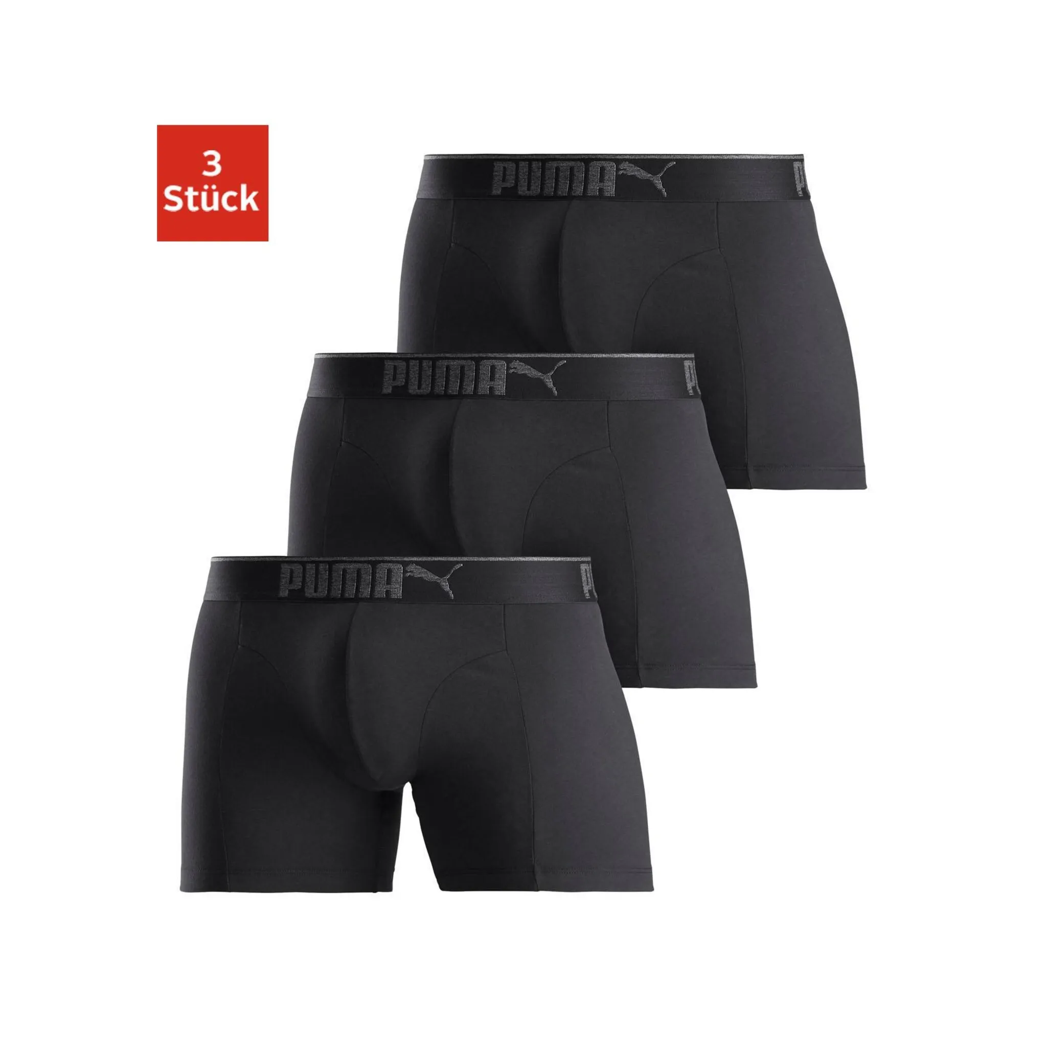 

Боксеры PUMA "Lifestyle Sueded Cotton Boxer 3P" (3 шт. в упаковке), минималистичного дизайна, черный
