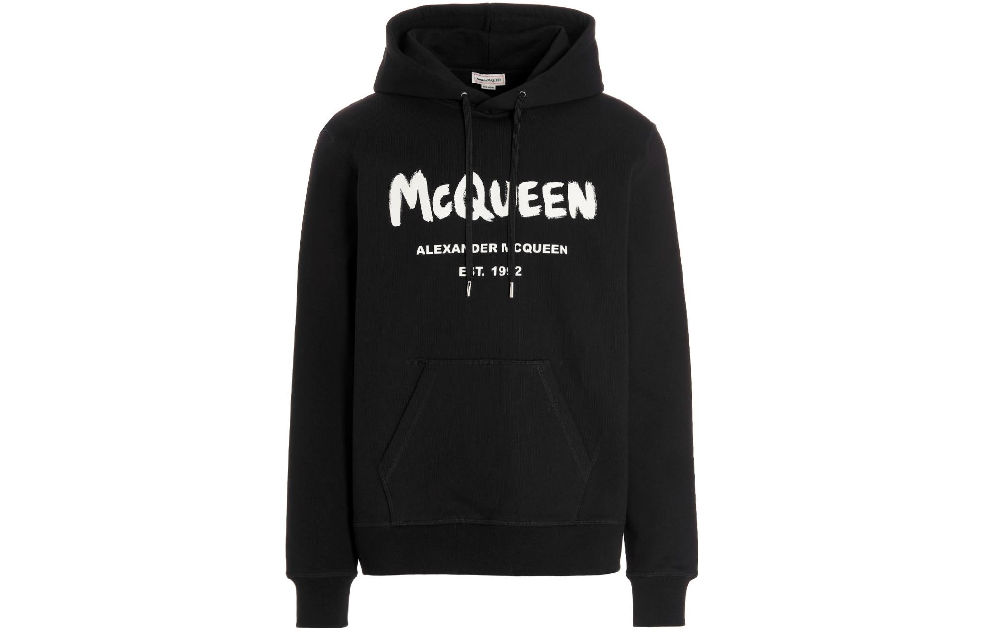 

Худи с принтом логотипа на шнурке Alexander McQueen, черный