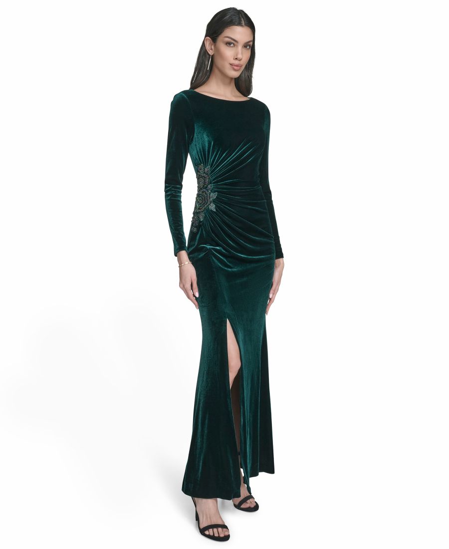 

Женское бархатное платье с присборенными по бокам рукавами Eliza J, Hunter