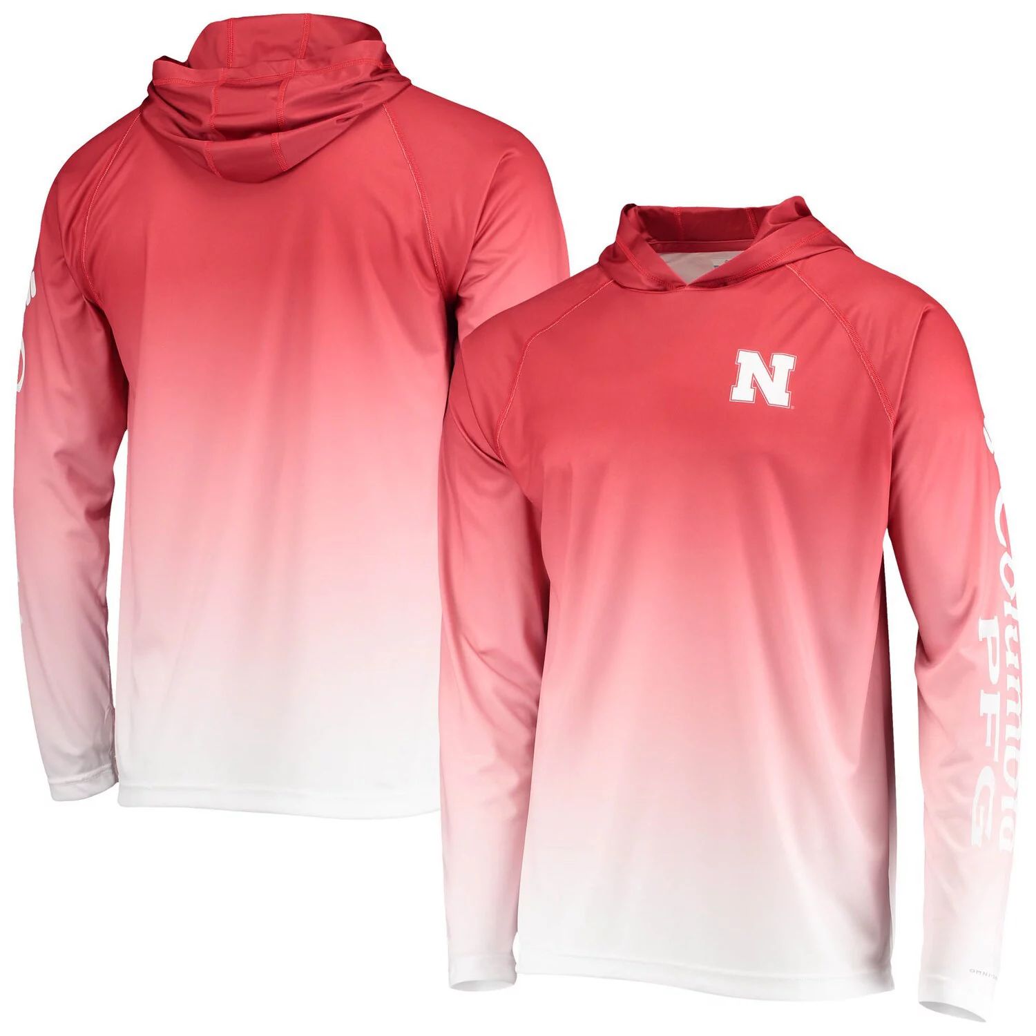 

Мужской топ с капюшоном и длинными рукавами Columbia PFG Scarlet Nebraska Huskers Terminal Tackle Omni-Shade UPF 50