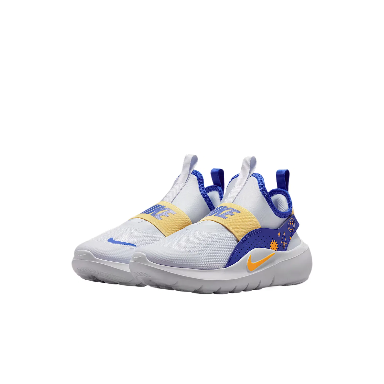Детские кроссовки для бега Flex Runner 4 из текстиля и искусственной кожи Nike, Soccer Gray/Slate Blue/Soft Yellow/Laser Orange — фото 3