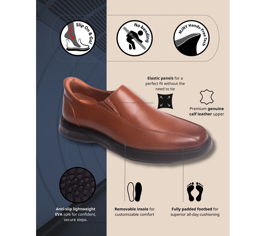 Мужские лоферы Shelby Road Hands-Free Slip On Technology Marc Joseph New York, Cognac napa leather — фото 2