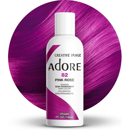 

Сияющая полуперманентная краска для волос 82 Розовая роза 118 мл Adore