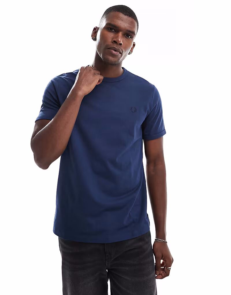 

Футболка Fred Perry Ringer темно-синего цвета