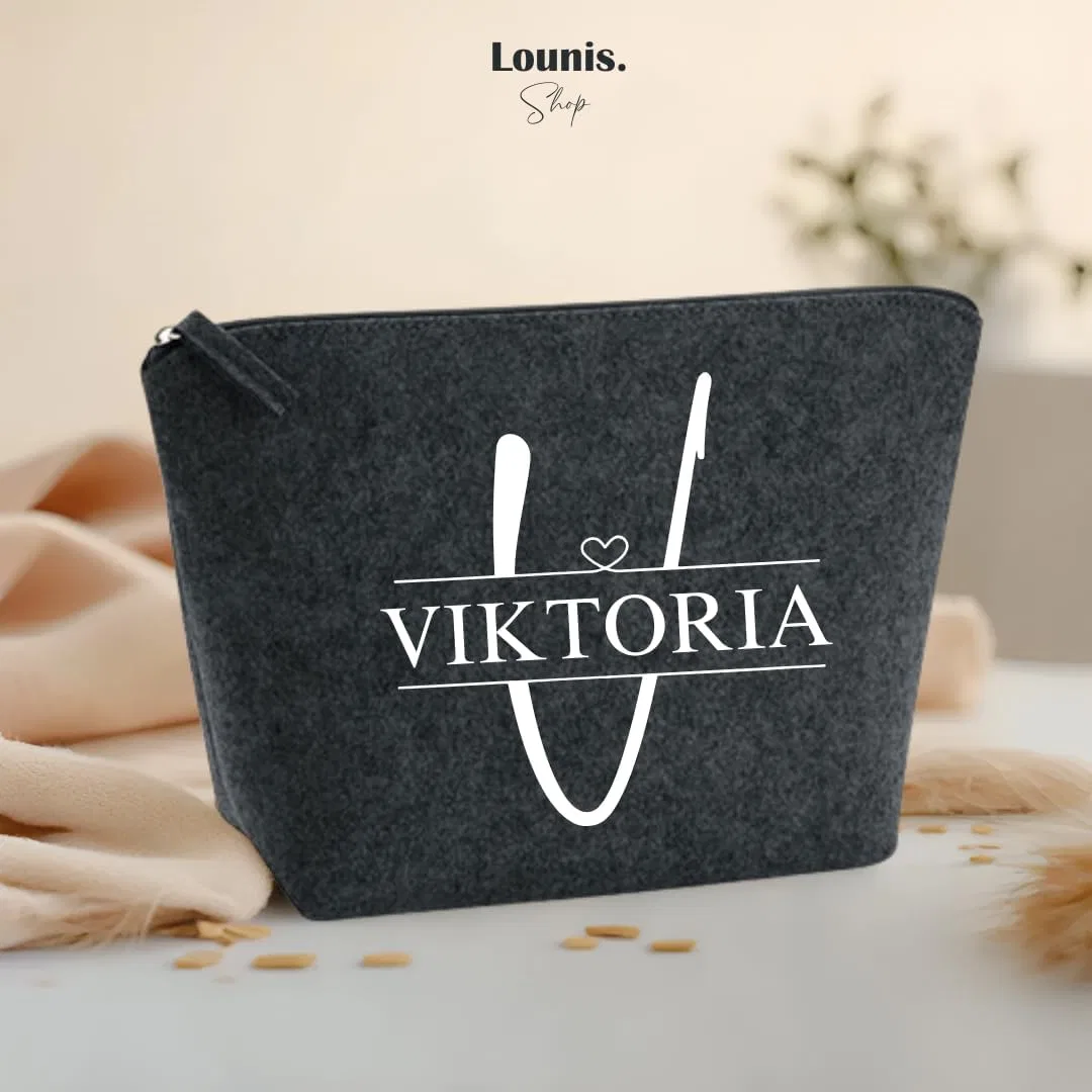 Персонализированная войлочная косметичка с именем Lounis, Darkgray — фото 3