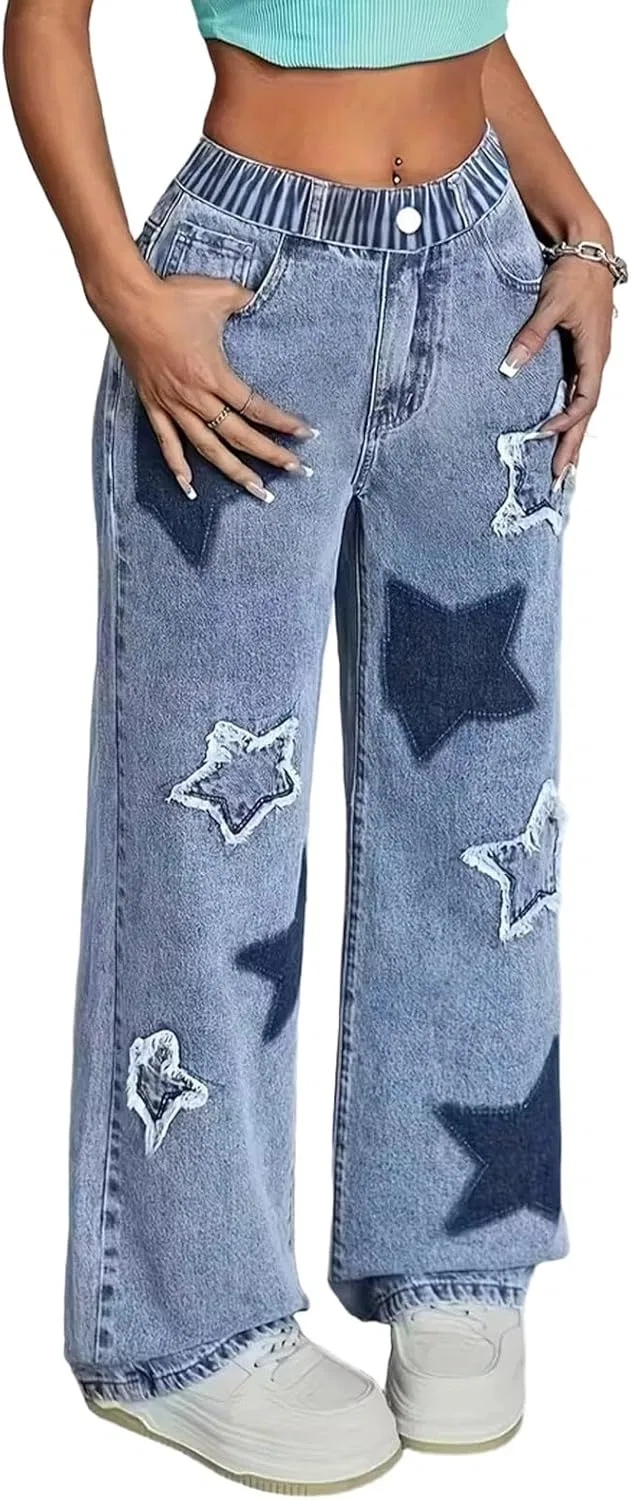 Джинсы streetwear wide leg, синий