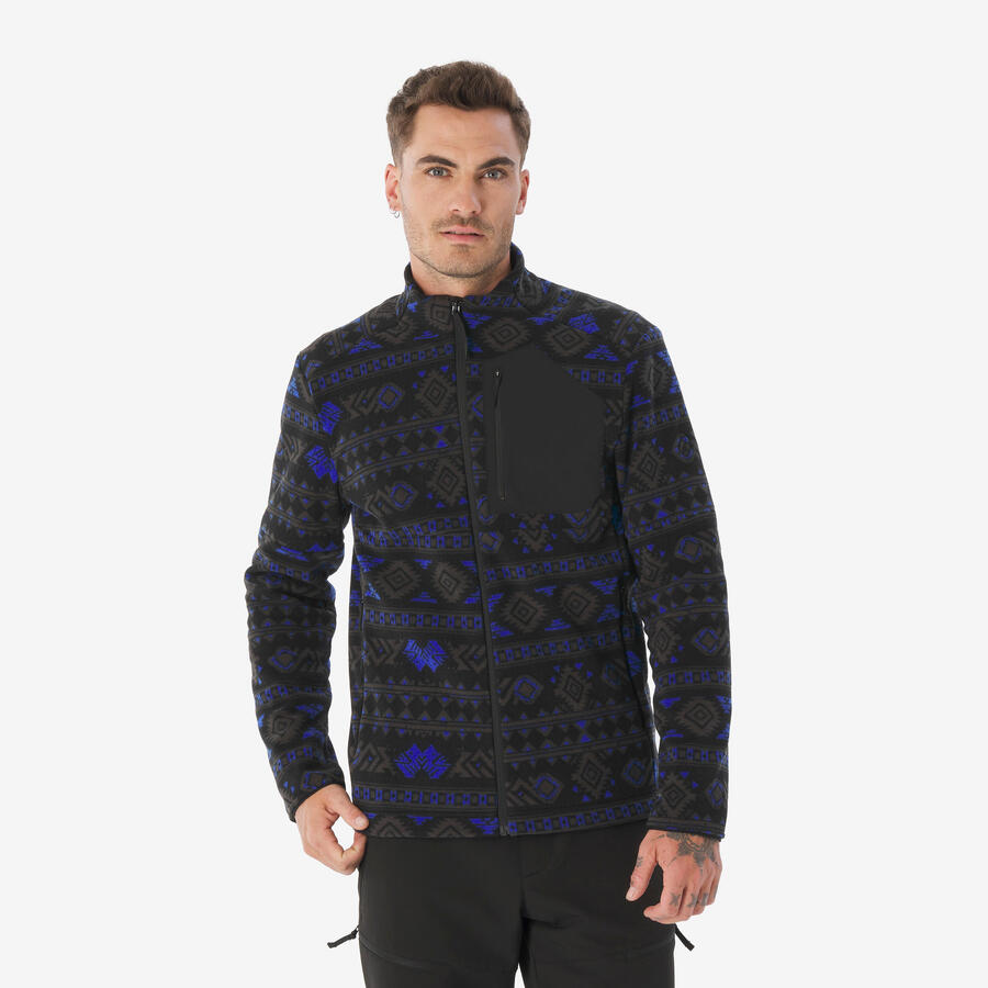 

QUECHUA Мужская флисовая куртка с карманом для походов - MH500 Full Zip синего цвета