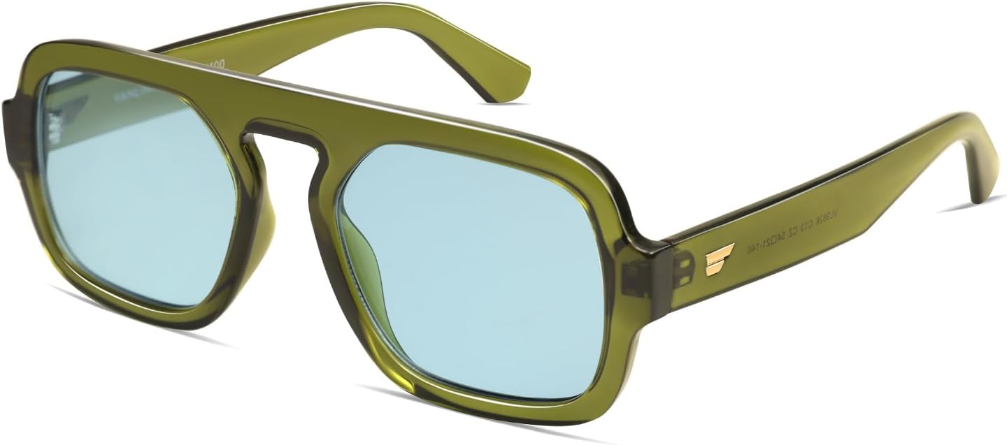 

Солнцезащитные очки-авиаторы VANLINKER большого размера в стиле ретро, ​​квадратной формы, для женщин и мужчин, винтажный стиль 70-х, модные большие очки с плоской верхней частью VL9826, C13-green/Light Blue