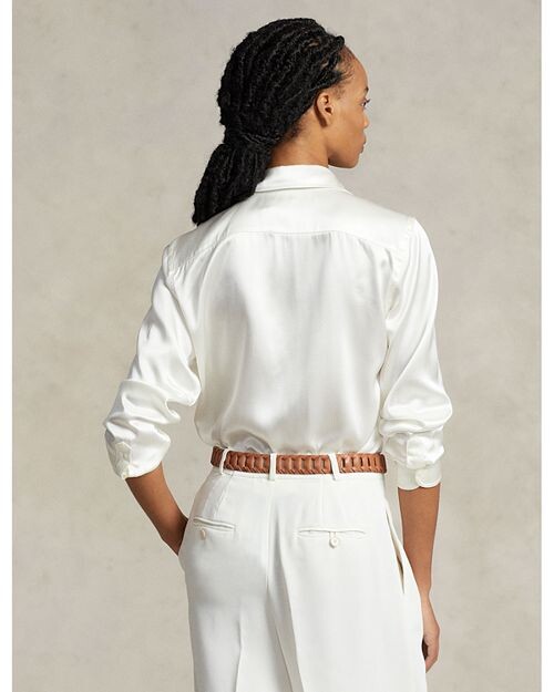 Шелковая рубашка с длинным рукавом Ralph Lauren Ralph Lauren, цвет Ivory/Cream — фото 3