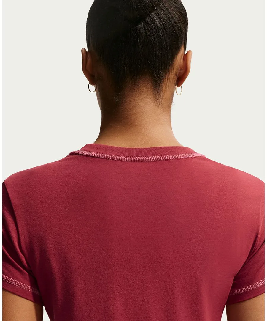 Женская укороченная трикотажная футболка Sportswear Chill Knit Slim с коротким рукавом Nike, Team Crimson/Peony — фото 4