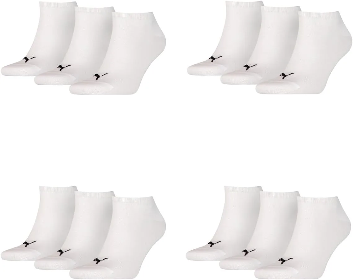 Универсальные носки PUMA Quarter Socks для кроссовок, высокого качества, для мужчин и женщин. Женская упаковка из 12 штук, белый