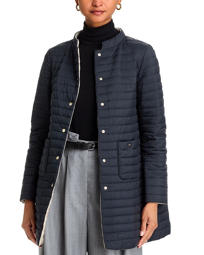 

Матовая и глянцевая двусторонняя пуховая куртка Herno, синий