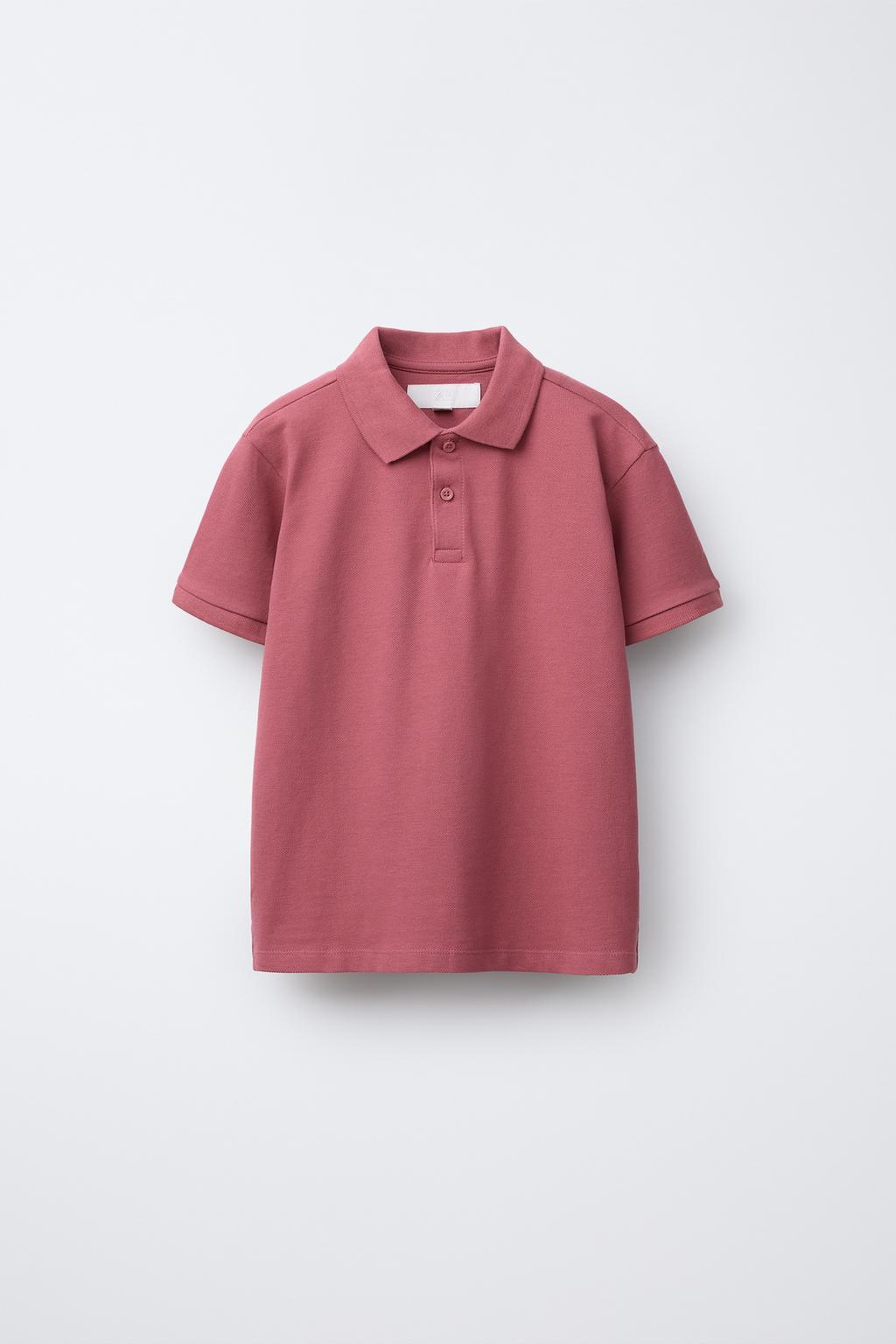 

Базовая однотонная рубашка поло ZARA, цвет Strawberry