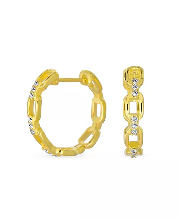 

Элегантные круглые серьги-кольца с открытым звеном в виде скрепки с паве из кубического циркония, серебро 925 пробы, 0,75 дюйма Bling Jewelry, gold-tone