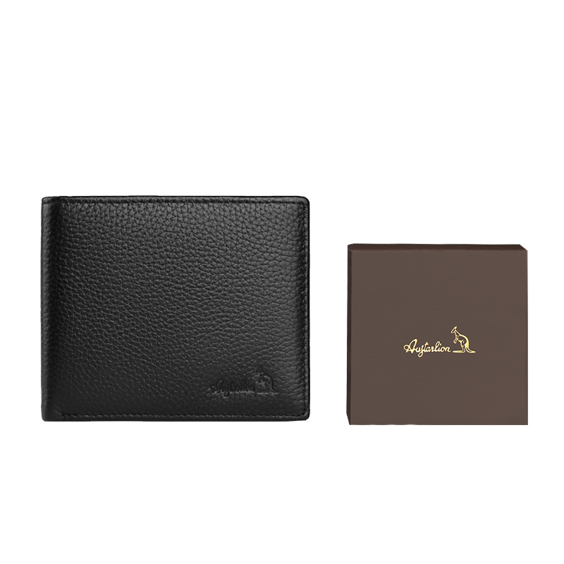 

Кожаный легкий складной денежный зажим мужской черный AUGTARLION, кофейный цвет [Кофейная коробка]