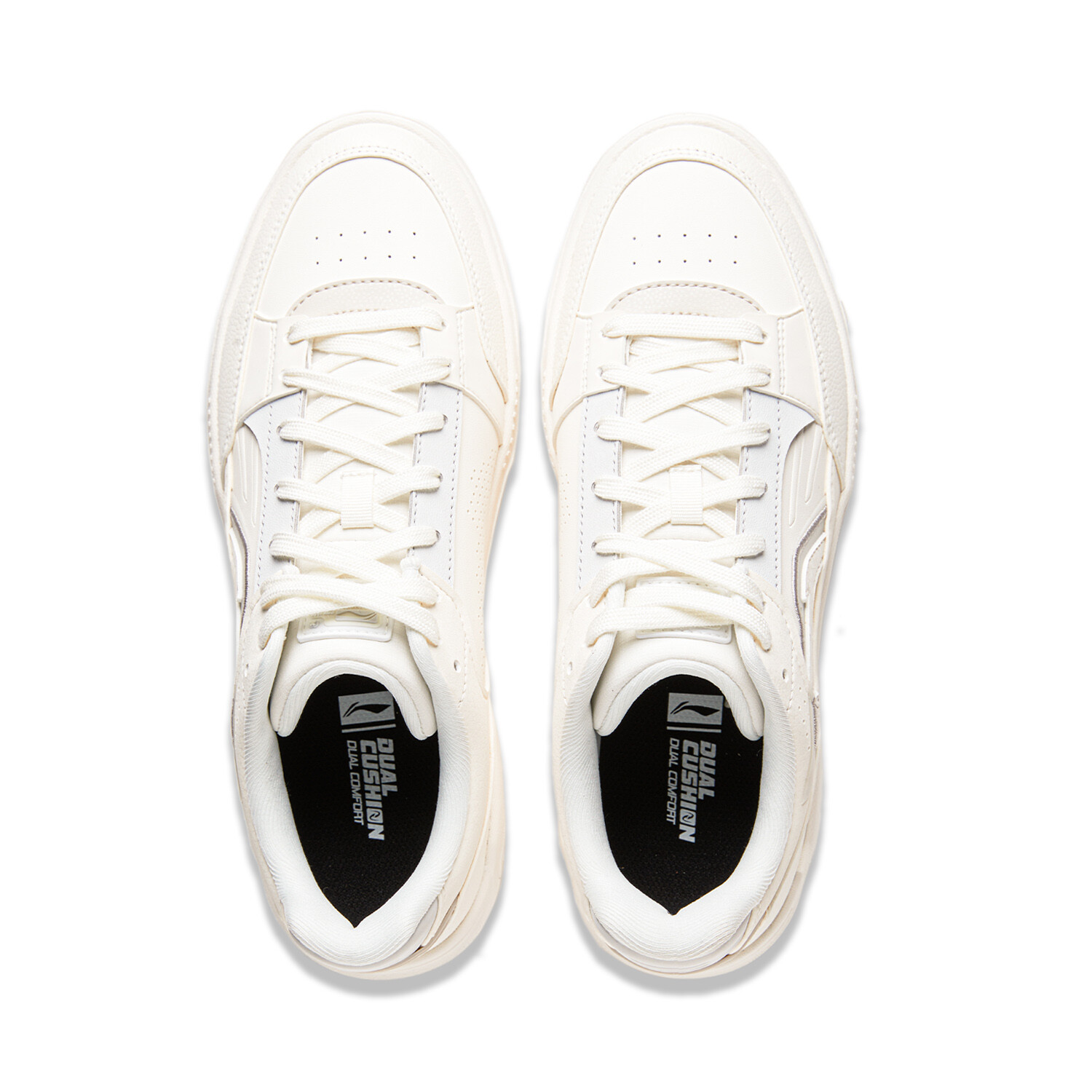 Кроссовки LINING Common 80s Skateboarding Shoes Men Low-top Milky White/light Lime, белый — фото 3