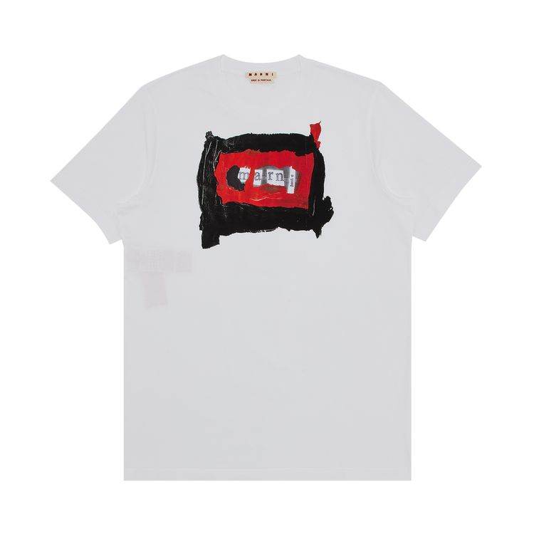 

Футболка Marni Painted Collage Logo Jersey T-Shirt 'Lily White', белый
