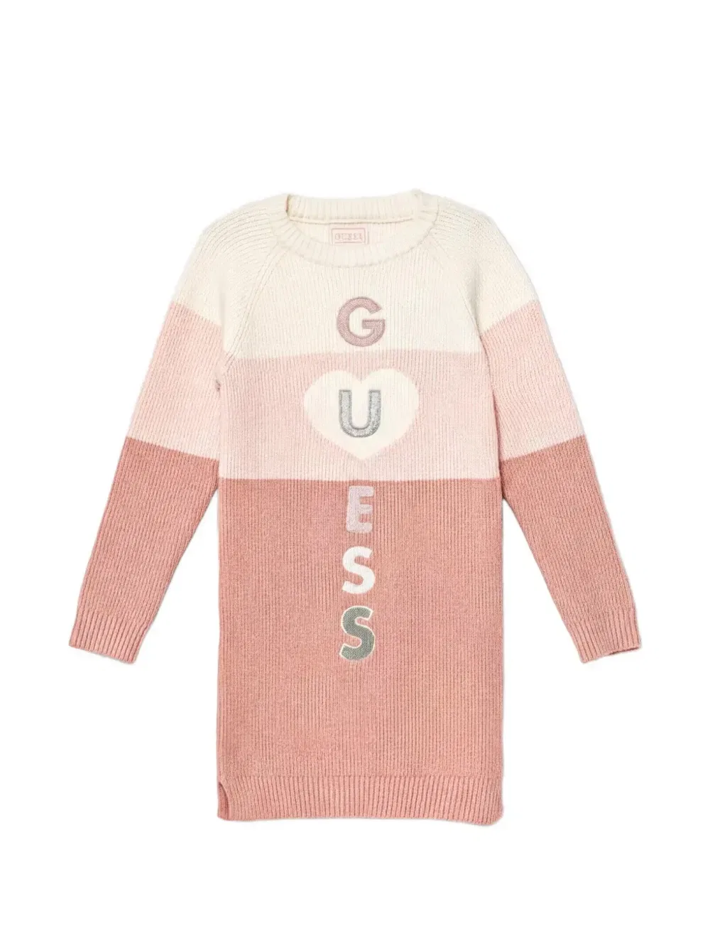 Вязаное платье в стиле колор-блок Guess kids, розовый
