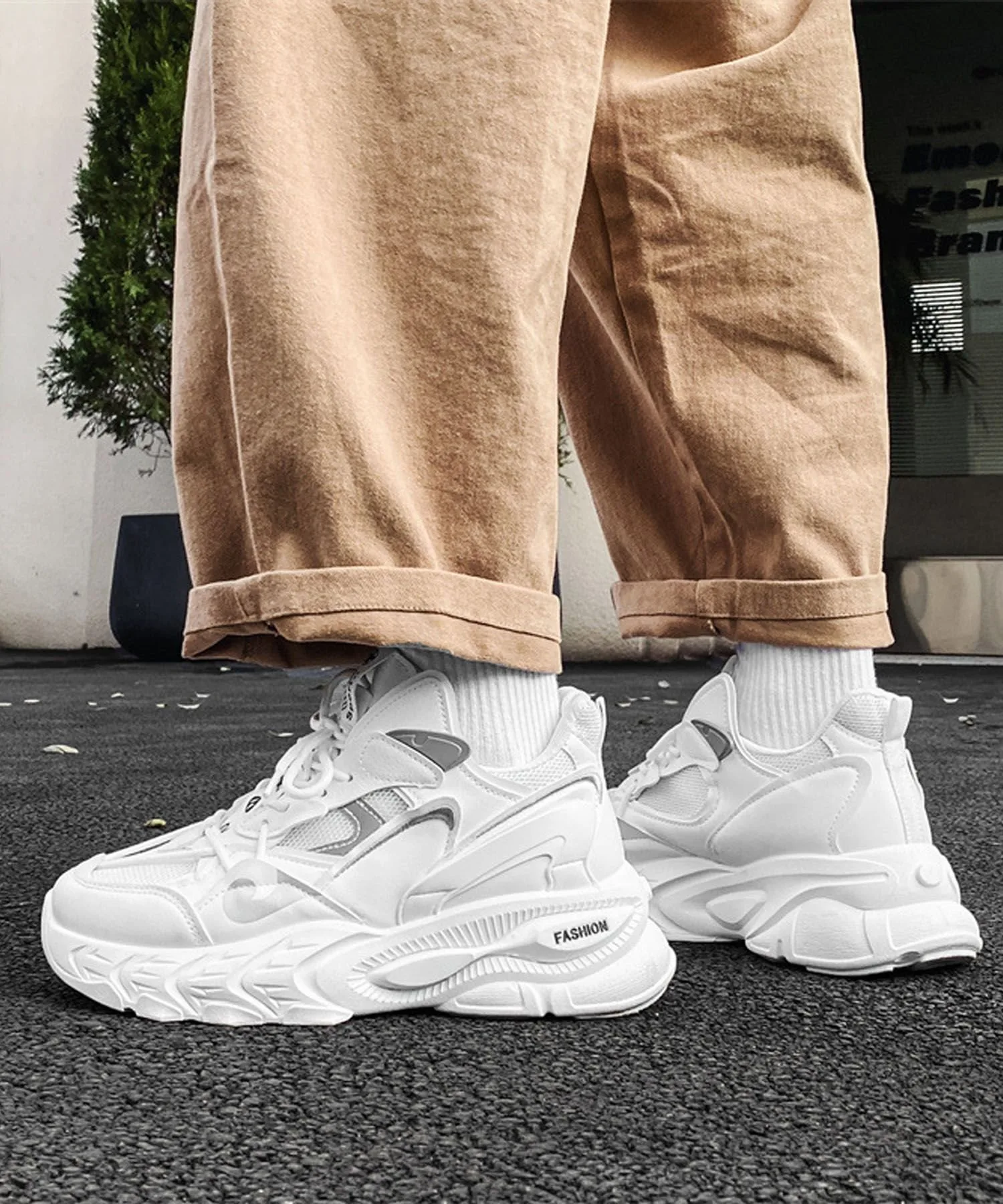 Кроссовки на платформе в стиле «папиных кроссовок» Aimoha Mens, white — фото 2