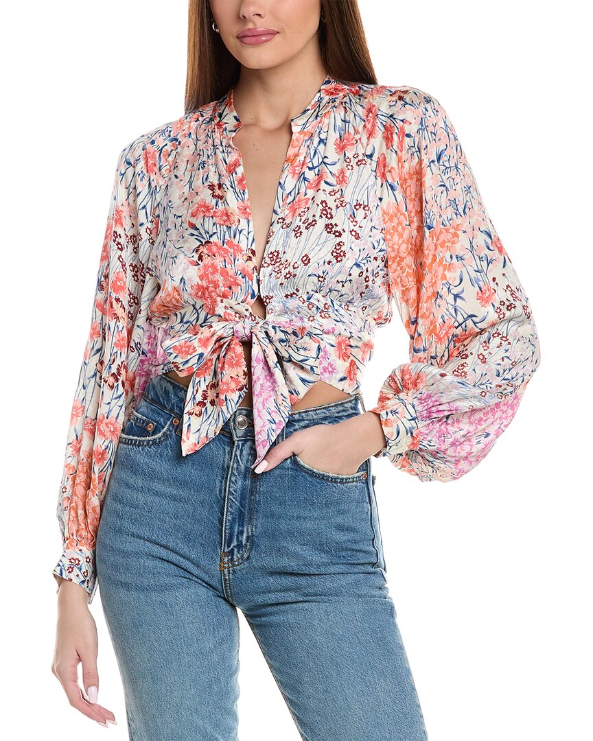 

Топ Reiss Elle Meadow Print с завязкой, коралловый/белый