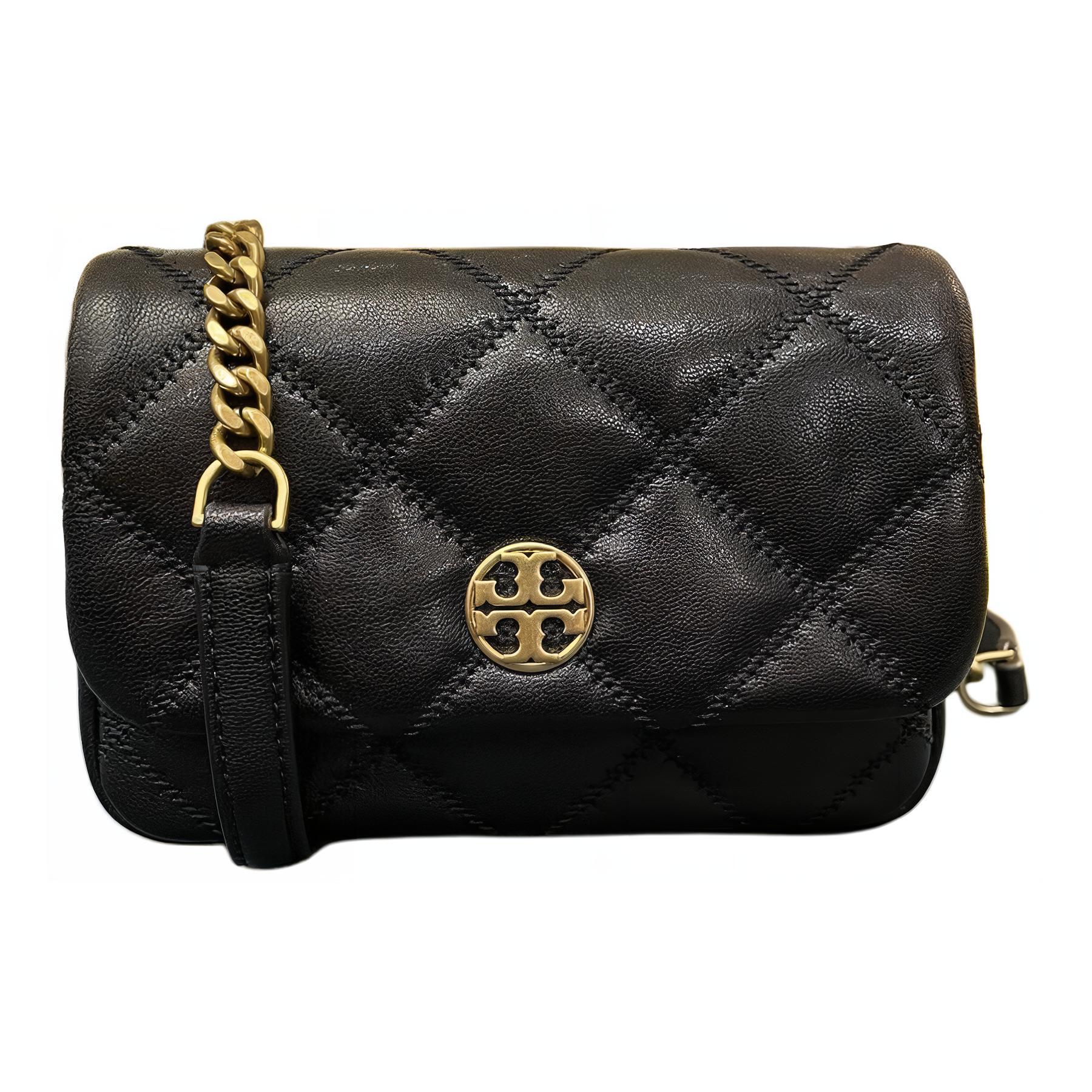 

TORY BURCH Кожаная мини-сумка через плечо черная женская
