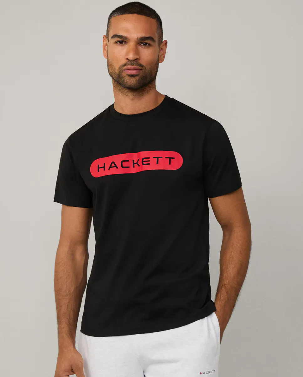 

Мужская хлопковая футболка Hsport с классическим логотипом, большие размеры Hackett, черный