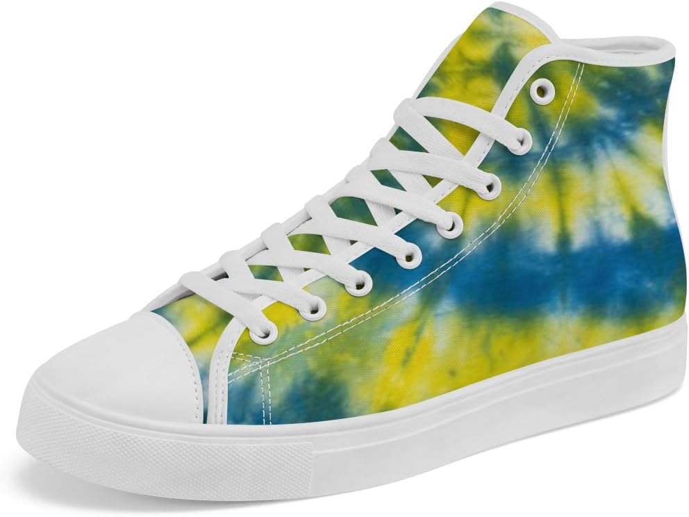 

Кеды на высокой подошве с принтом тай-дай для женщин и мужчин, повседневные шнурованные кроссовки Chebing, желтый